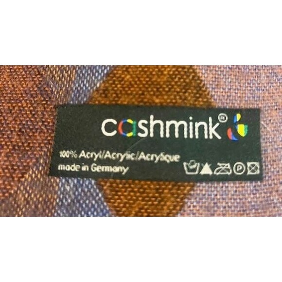Cashmink Soft Jewel Tone Argyle Fringed Scarf Made in Germany - Picture 3 of 4